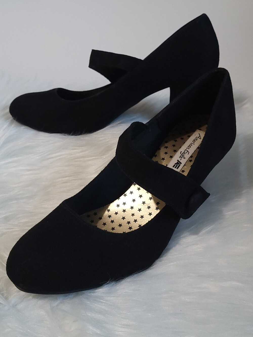 American Eagle Kim Black Faux Suede Mary Jane Pumps Size 10